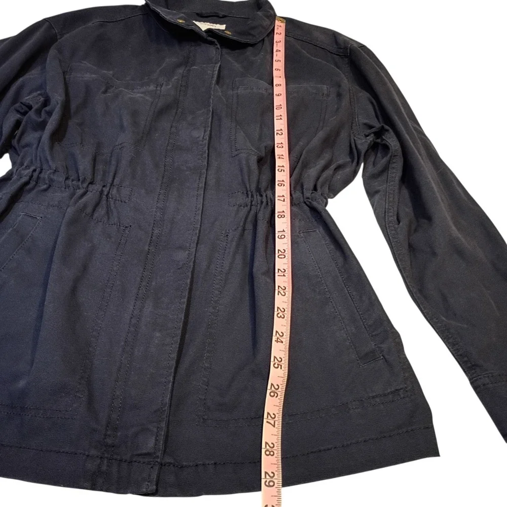 Old Navy Field Jacket Womens L Blue Chore Zip Up Twill Waist Tie Outdoor Utility